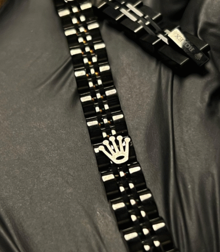 Luxury Black Jubilee Bracelet – Rolex-Inspired Design with Crown Emblem